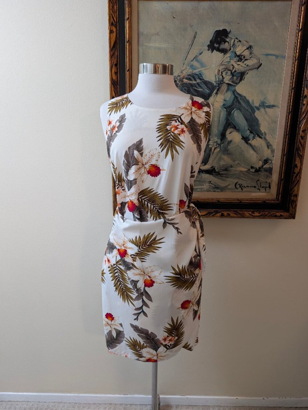 90s Vintage Two Palms Hawaiian Sarong Front Dress - Size Large